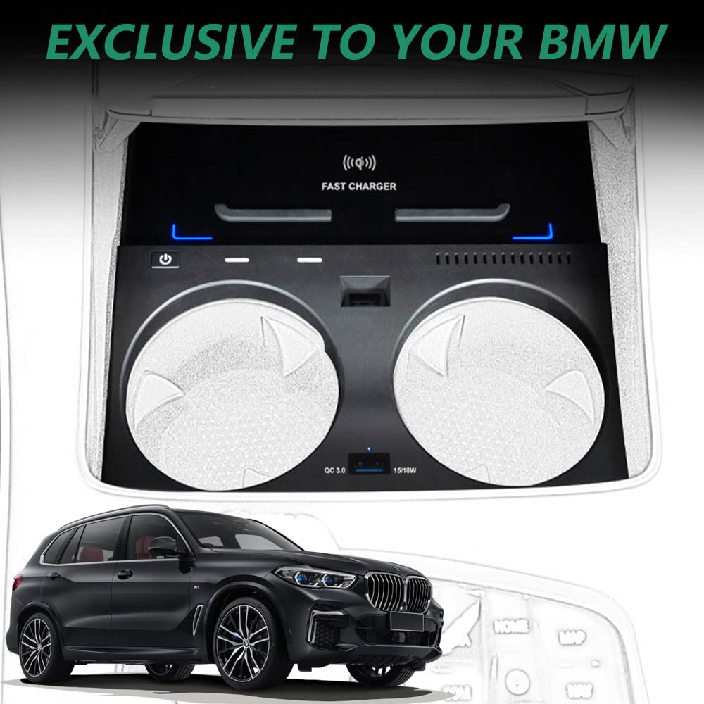 Cargador Inalámbrico Coche para BMW X5 X5M X6 X6M 2019-2022, 15W Qi Wireless Carga Rápida Auto Teléfono Cargador para BMW G05 G06 Consola Central Accesorios (Admite Coche Original sin NFC)