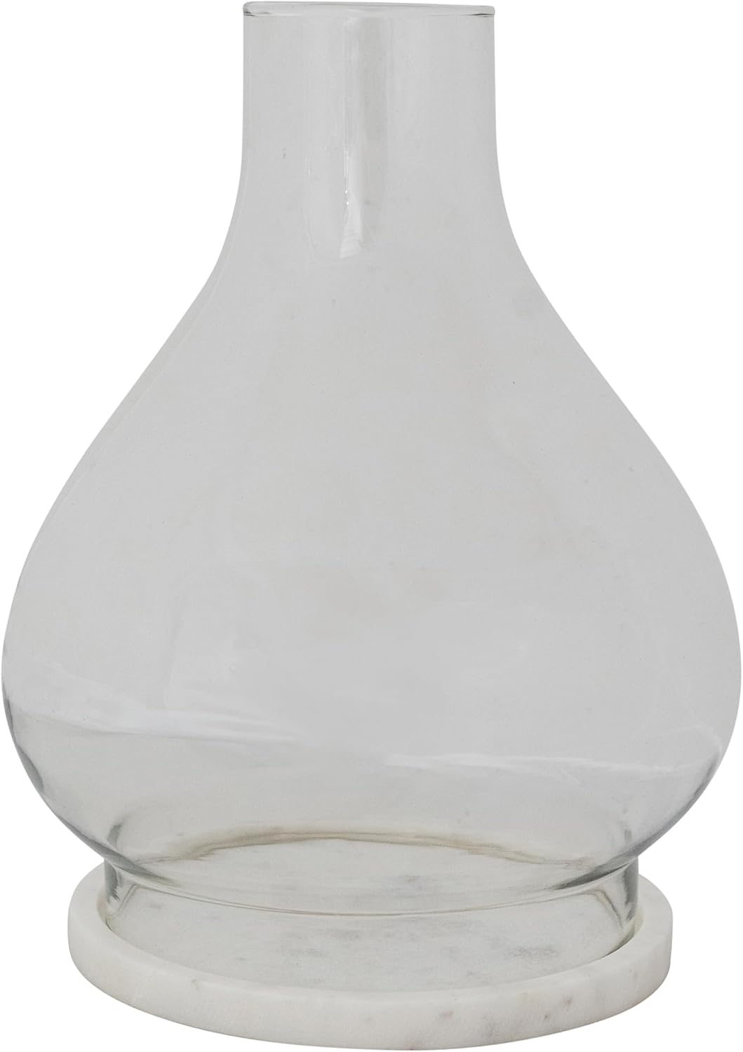 Creative Co-Op Hand-Blown Glass Hurricane Candleholder with Marble Base, White