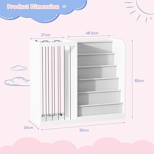 Miniatura 49 de Estantería de madera rosa de 4 niveles para niños, estantería de 5 capas, estante para libros de almacenamiento para bebés, organizador de juguetes