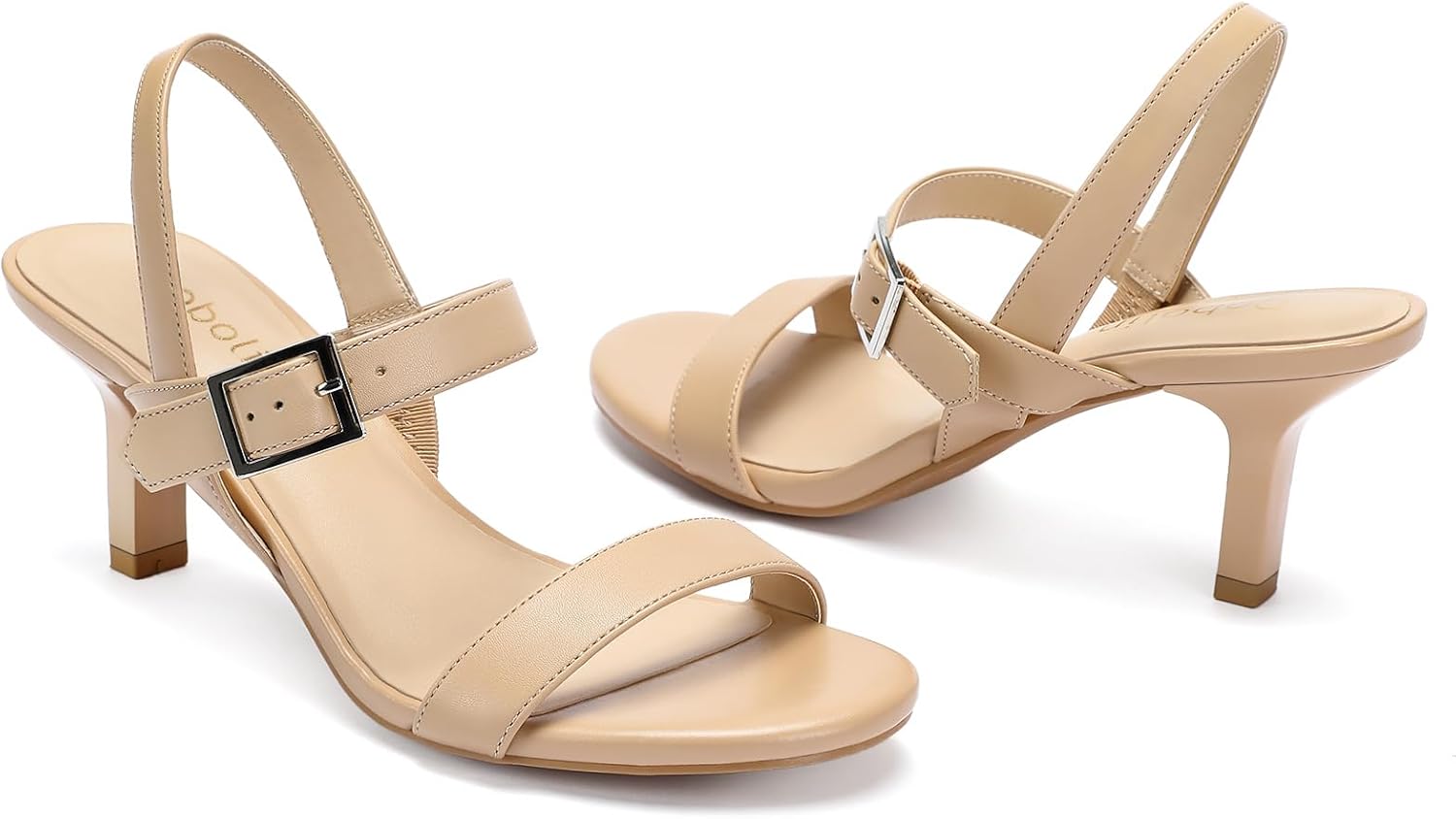 Kitten Heels for Women Low Heel Dressy Sandals Open Toe Slingback Shoes for Wedding Party