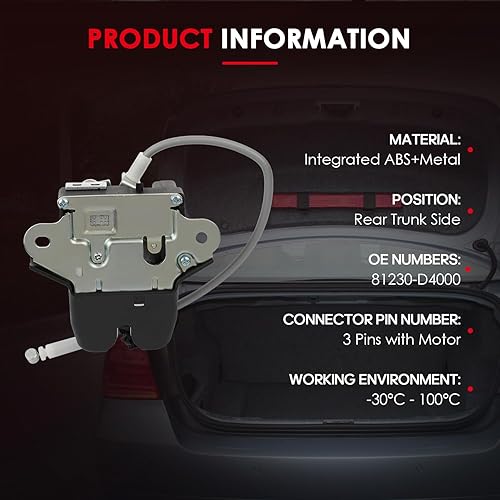 Miniatura 3 de CCIYU Actuador de bloqueo de puerta trasera del maletero compatible con Kia Optima Sedan 2016 17 18 19 2020 pestillo de bloqueo de puerta trasera