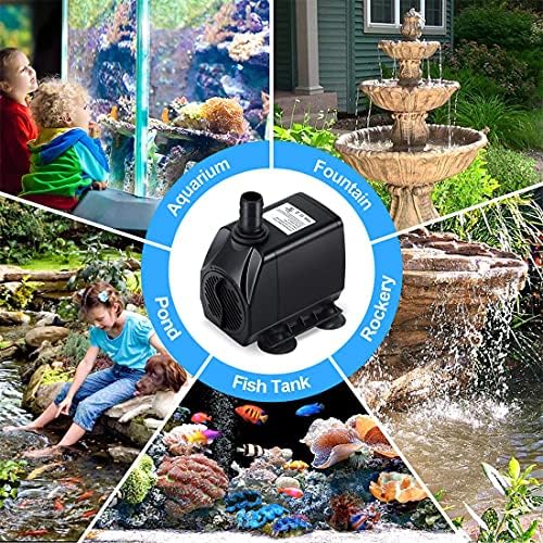 OPDUO 60W Submersible Pump, 800GPH 3000L/H Ultra-Quiet Fountain Water Pump, Detachable and Cleanable Water Pump Replacement Pump for Pet Fountains, Hydroponics with 6.56Ft Power Cord and 3 Nozzles