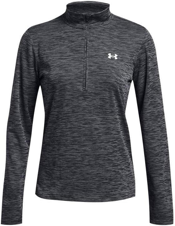 Under Armour Women's Standard Tech Textured 1/2 Zip, Black/White