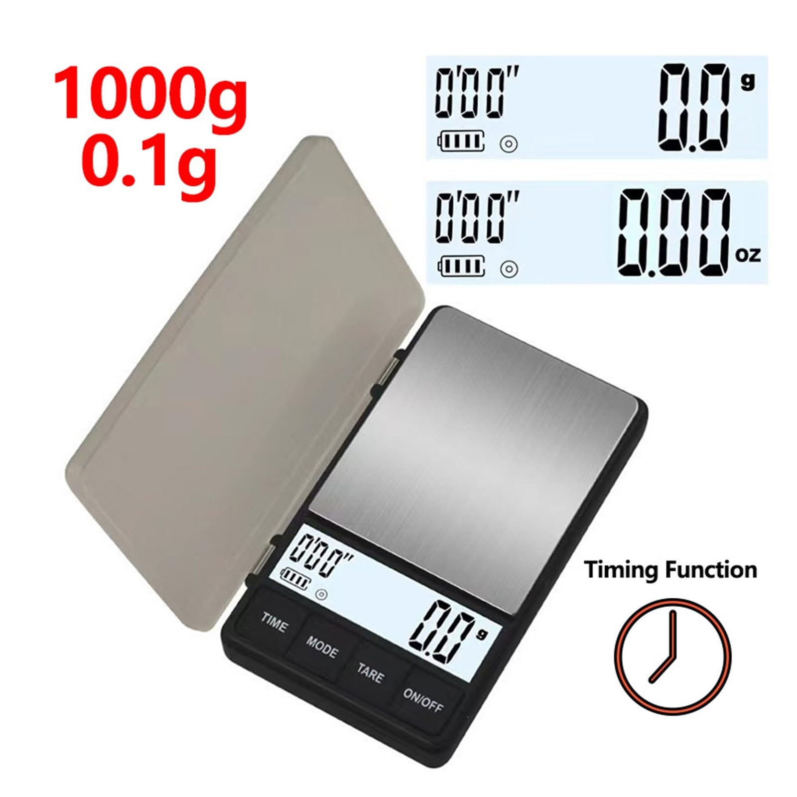 1000g/0.1g Mini waga do kawy ze stali nierdzewnej Elektroniczna waga z funkcją timera Kuchenna przenośna waga LCD cyfrowa do espresso(