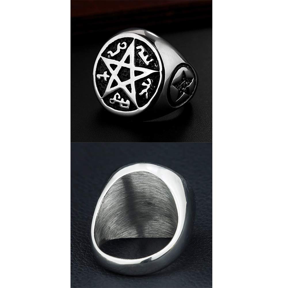 JAJAFOOK ステンレススチールリングメンズサタンの紋章星バフォメット