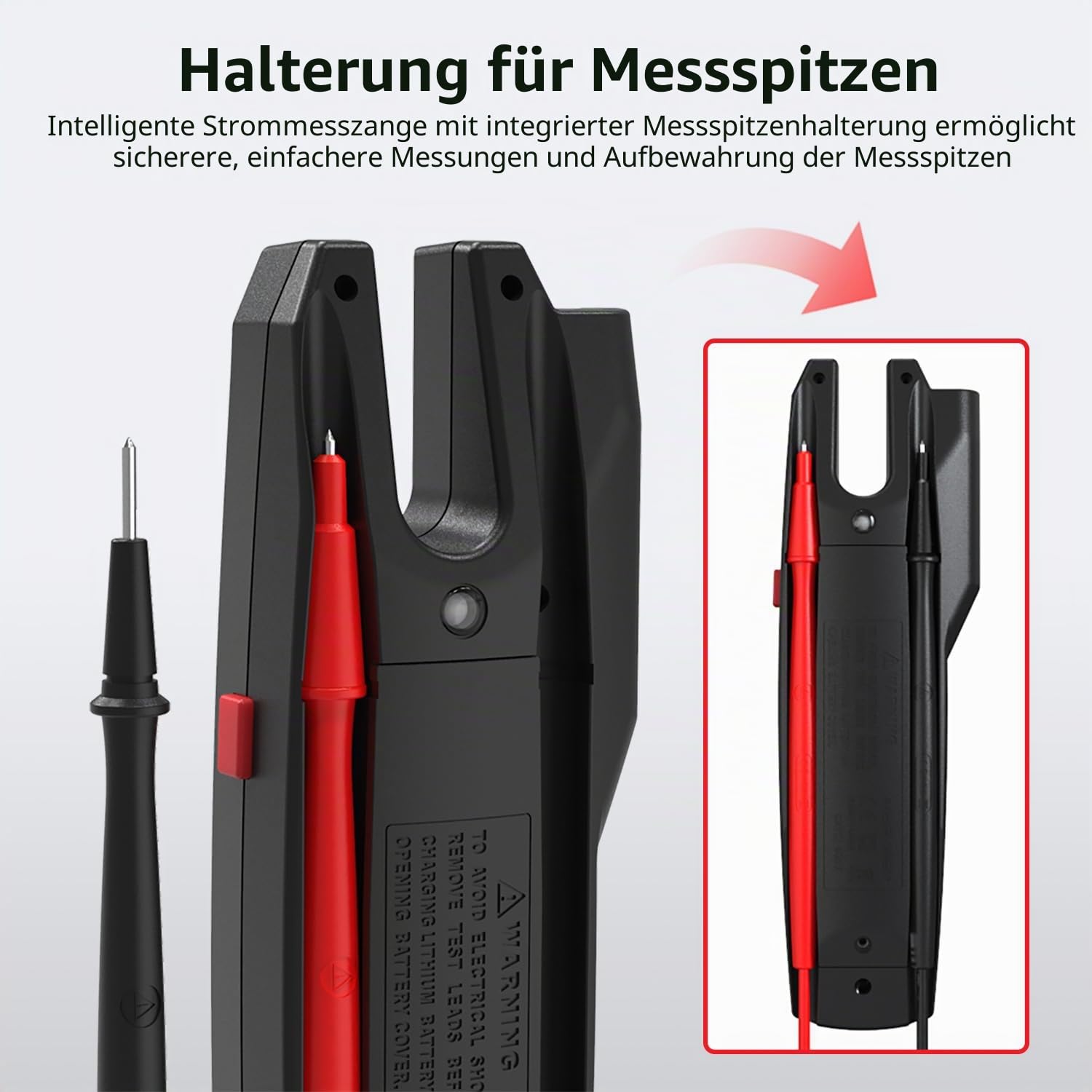 BSIDE U6X Elektrischer Tester Stromzange, offen, AC DC 600 A mit Infrarot-Thermometer, verbessert, 12:1, LCD, Farbe 9999, VFC-Zählungen, Digital, intelligent, TRMS mit wiederaufladbarem Akku