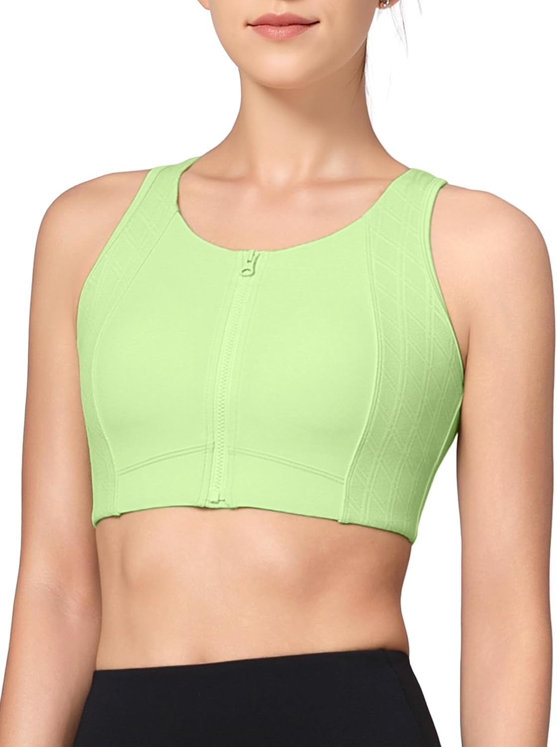 Yvette High Impact Sports Bras for Women Zip Front Racerback Supportive Bras for Large Bust
