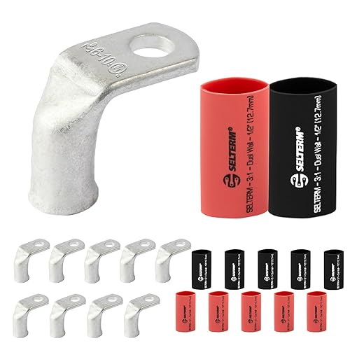 Miniatura 493 de SELTERM - Terminal en anillo de grado marino UL 2/0 AWG 3/8 pulgadas (25 uds) para batería, terminal tubular de cable eléctrico, conector calibre