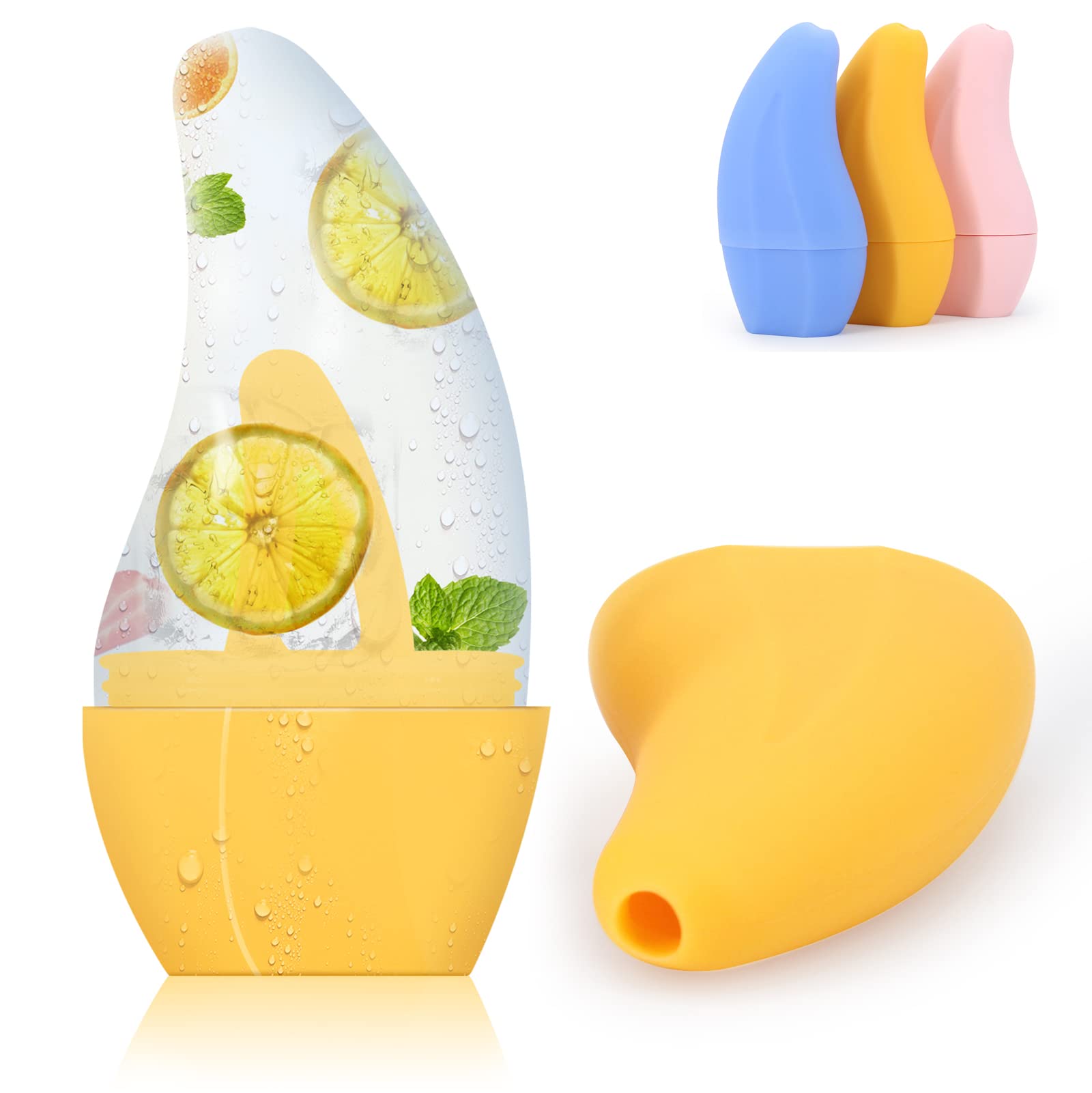 Ice Face Roller Skin Care, Ice Cube Face Roller, Ice Face Massage, Face Ice Pack, Reusable Silicone Ice Mold Face Beauty Tool (Yellow)