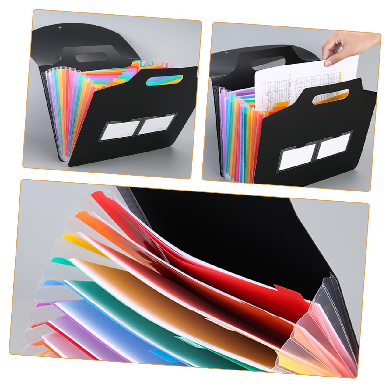 jojofuny 3 Pezzi Cartellina Portadocumenti Portatile Scomparti Organizer File con Tasche Borsa Leggera per Ufficio e Casa per Contratti e Fatture