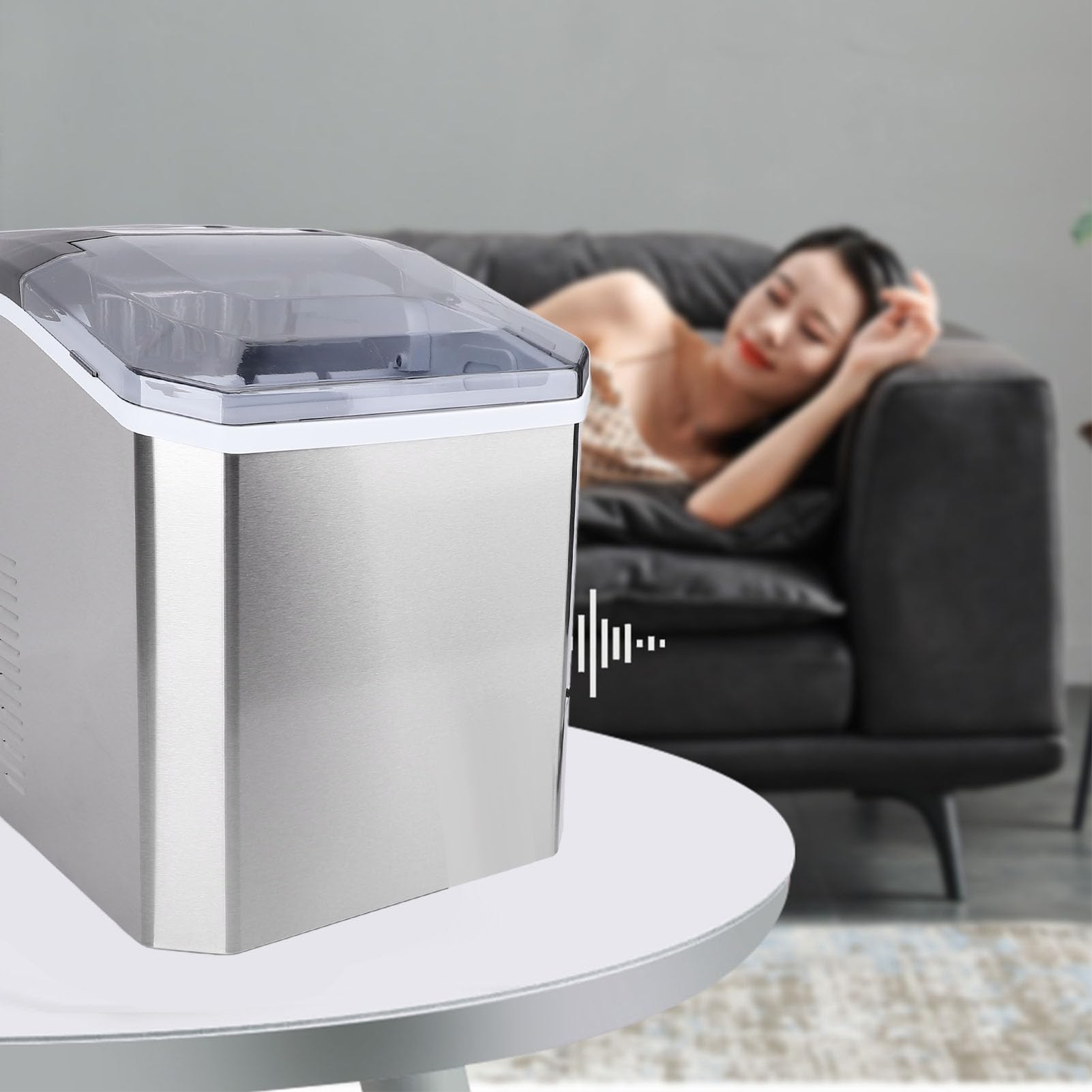 Chrees Máquina para Hacer Hielo en Encimera, 9 Cubitos Listos en 6 Minutos, Autolimpieza con Tanque de Agua de 1,3 L, Tamaños de Cubitos de Hielo Ajustables para Encimera de (Enchufe europeo 220V)