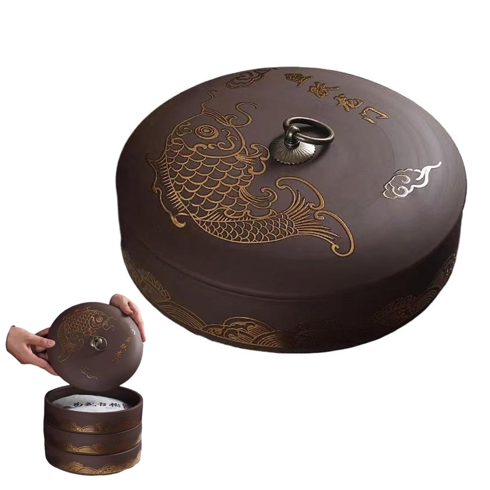 Vnook Puer-Teekuchen dose, Teedosen, Tee Aufbewahrungsglas, Können Gestapelt, Staubdicht, mit luftdichtem Deckel, für Haushalt, Kaffee, Zucker, Tee, Zubehör Teezeremonie(Gold)