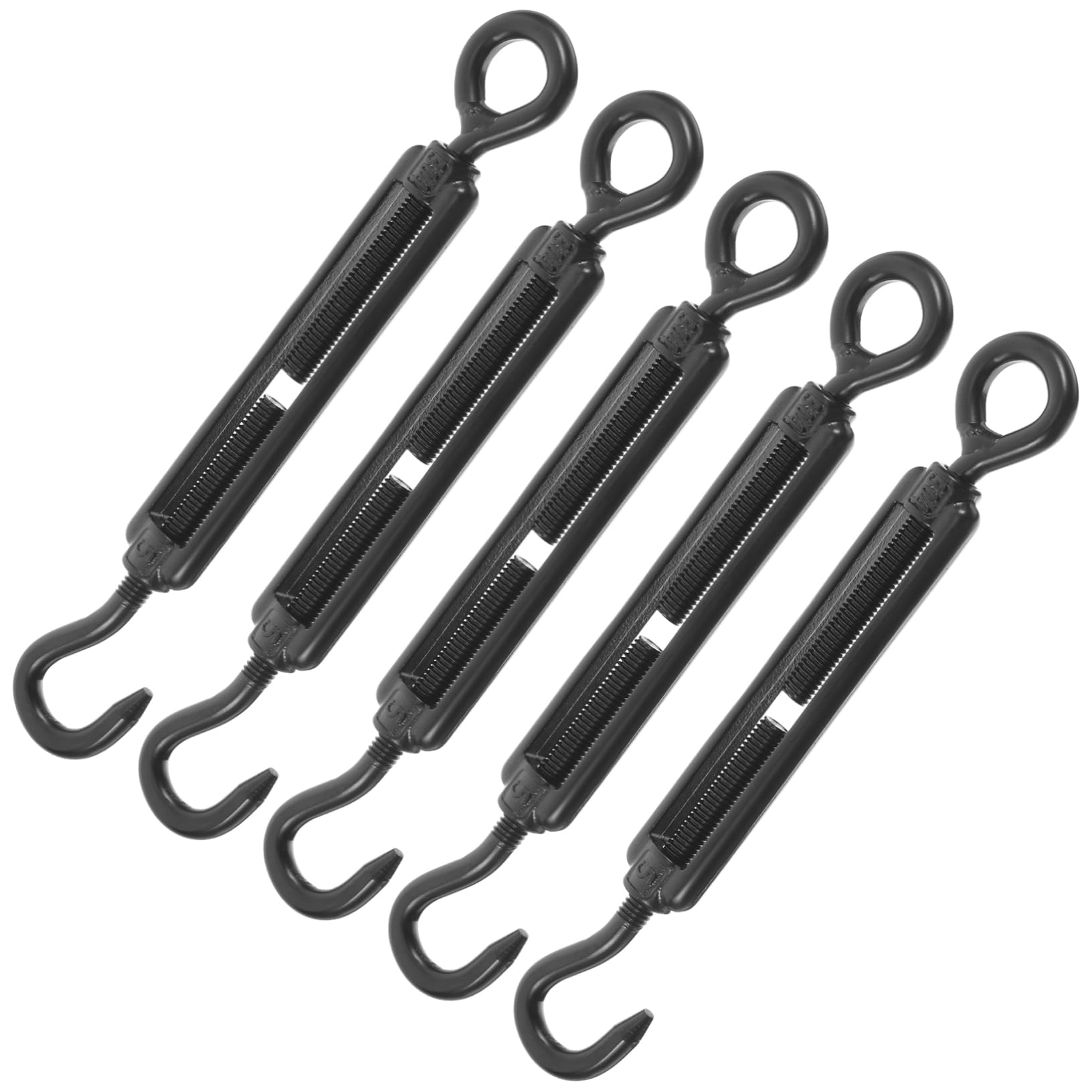 FUNOMOCYA 5pcs Screw Tightener Turnbuckles Tension Hook Clothes Line Tensioners Metal Cable Tensioner Wire Tightener Turnbuckle Hardware Hook and Eye Turnbuckle Stainless Steel Black