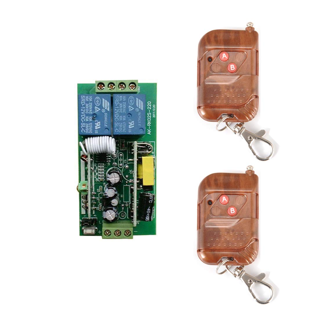 2 kanały AC230 V radiowy pilot zdalnego sterowania z dwoma nadajnikami ręcznymi zasięg 100 m RF zdalne sterowanie radiowe system zdalnego sterowania Smart Home Control odbiornik i nadajnik 433 MHz