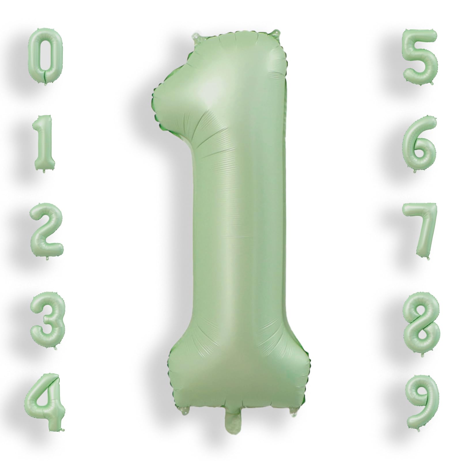 Palloncino Numero 1 Verde Salvia: Grande 101 cm Elio Palloncini Verdi Compleanno 1 Anno Mylar Foil Numeri Gigante Giganti per Festa di Anniversario Decorazioni