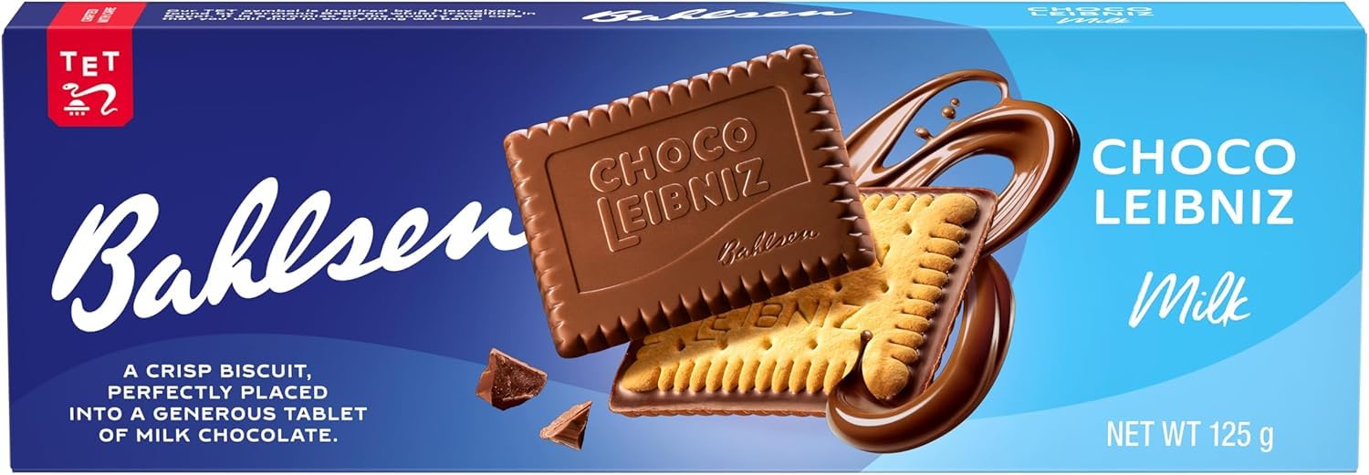 Bahlsen Choco Leibniz Milk Biscuits - Delightful Butter Biscuit Coated with Milk Chocolate - 125g
