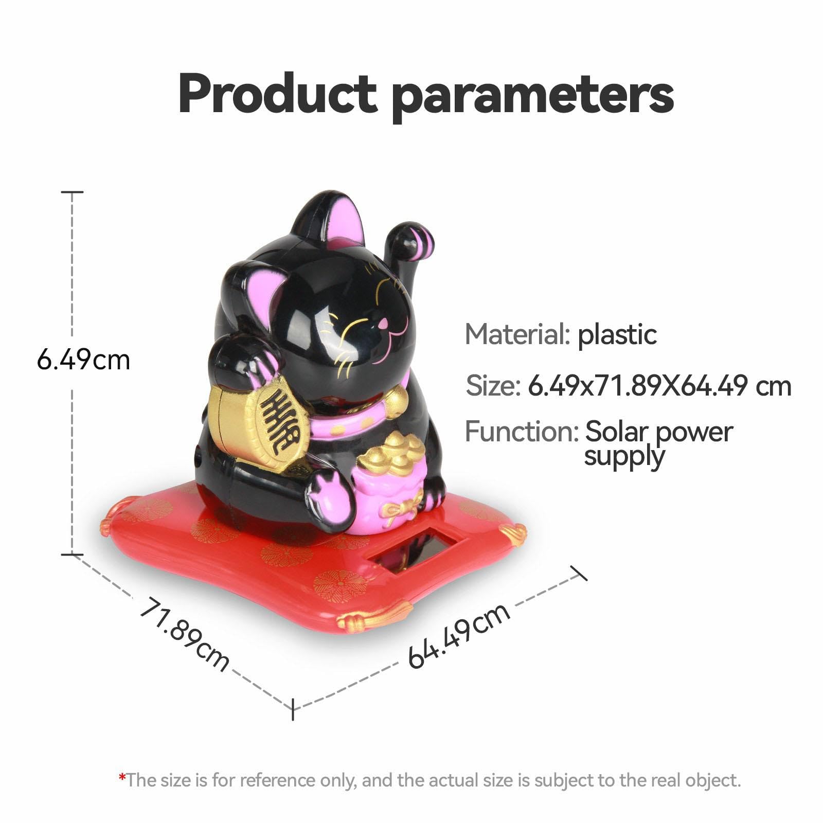 Maneki Neko Fortune Cat Solare Gatto Braccio Ondeaggiante Home Decor Black