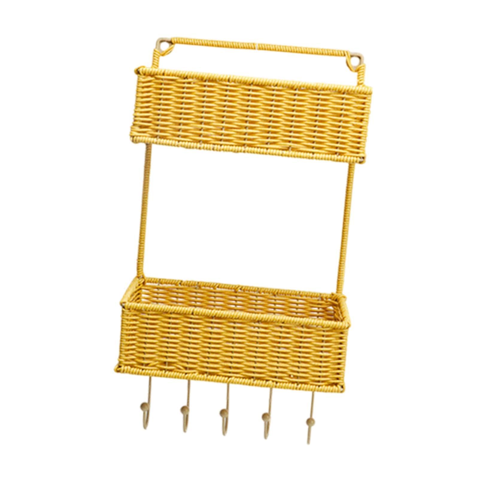 Wall 2 Tier Storage Basket Bathroom Organizer for Kitchen Home Over The Door Yellow | Home & Garden | Household Supplies & Cleaning | Home Organization | Storage Bins & Baskets