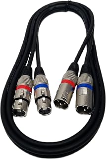 Audio2000'S ADC203S Professional 6-Foot Dual XLR Female (XLRF) to Dual XLR Male (XLRM) Balanced Audio/Recording/Microphone Cables, Black, REd, Blue