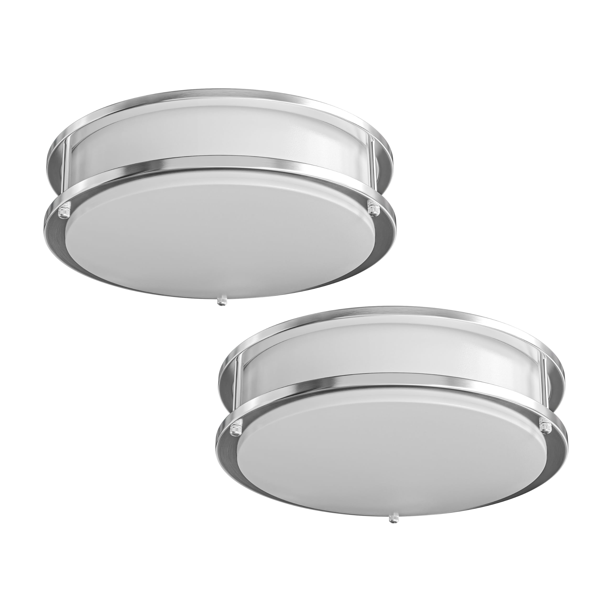 Leisure LED Brushed Nickel Ceiling Light 12 inch Flush Mount Adjustable Light Color (3000K/4000K/6500K) Surface Mount Ceiling Lamp for RV, Trailer,