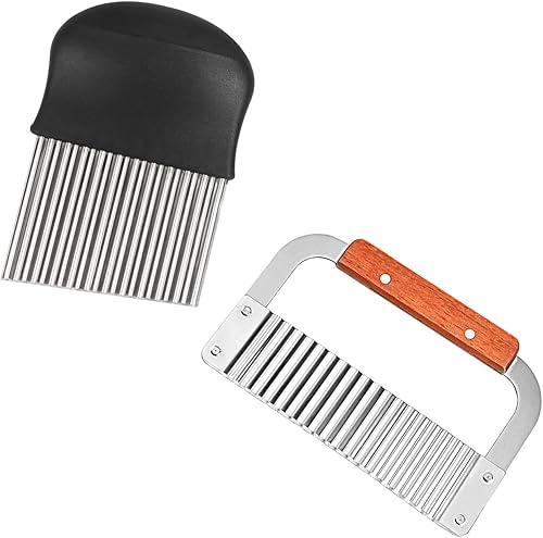 Miniatura 1 de Cortador de arrugas para cortar patatas de acero inoxidable, resistente ondulado y arrugado, herramientas de corte para zanahorias y verduras