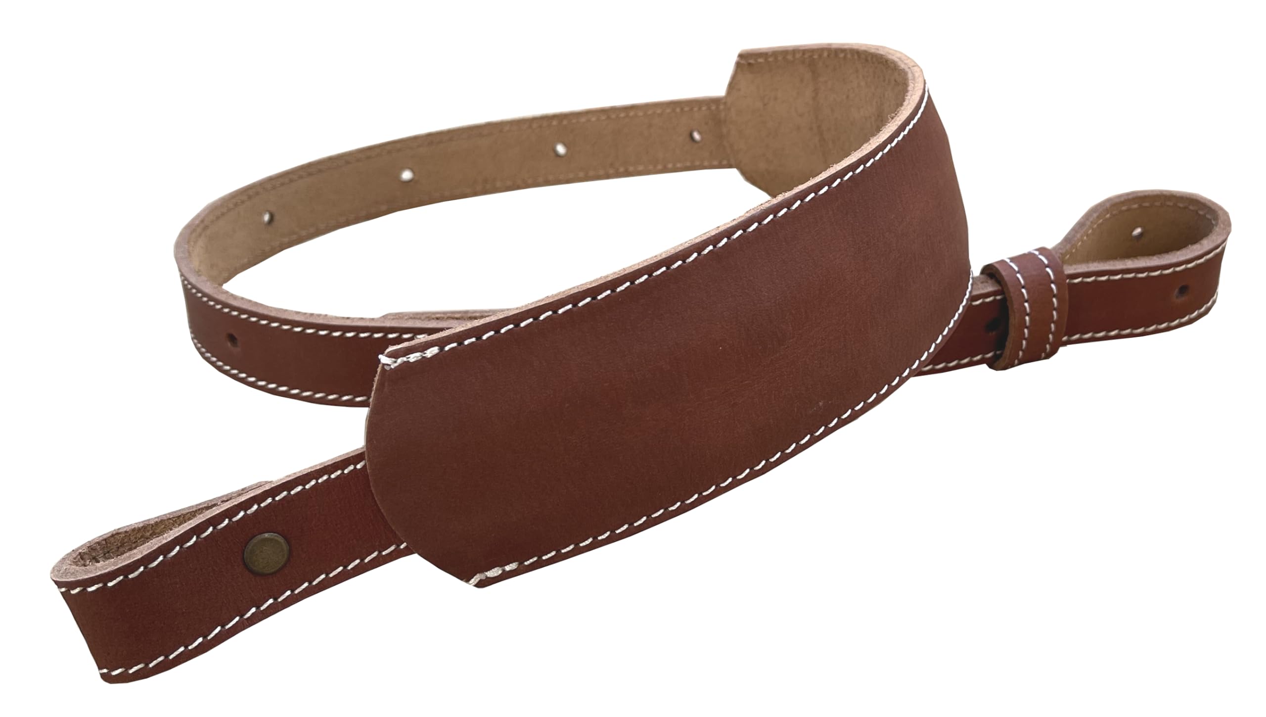 Leather Rifle Sling 1 inch Black Brown Wide Vintage Padded Stitched Adjustable Strap (Tan BS)