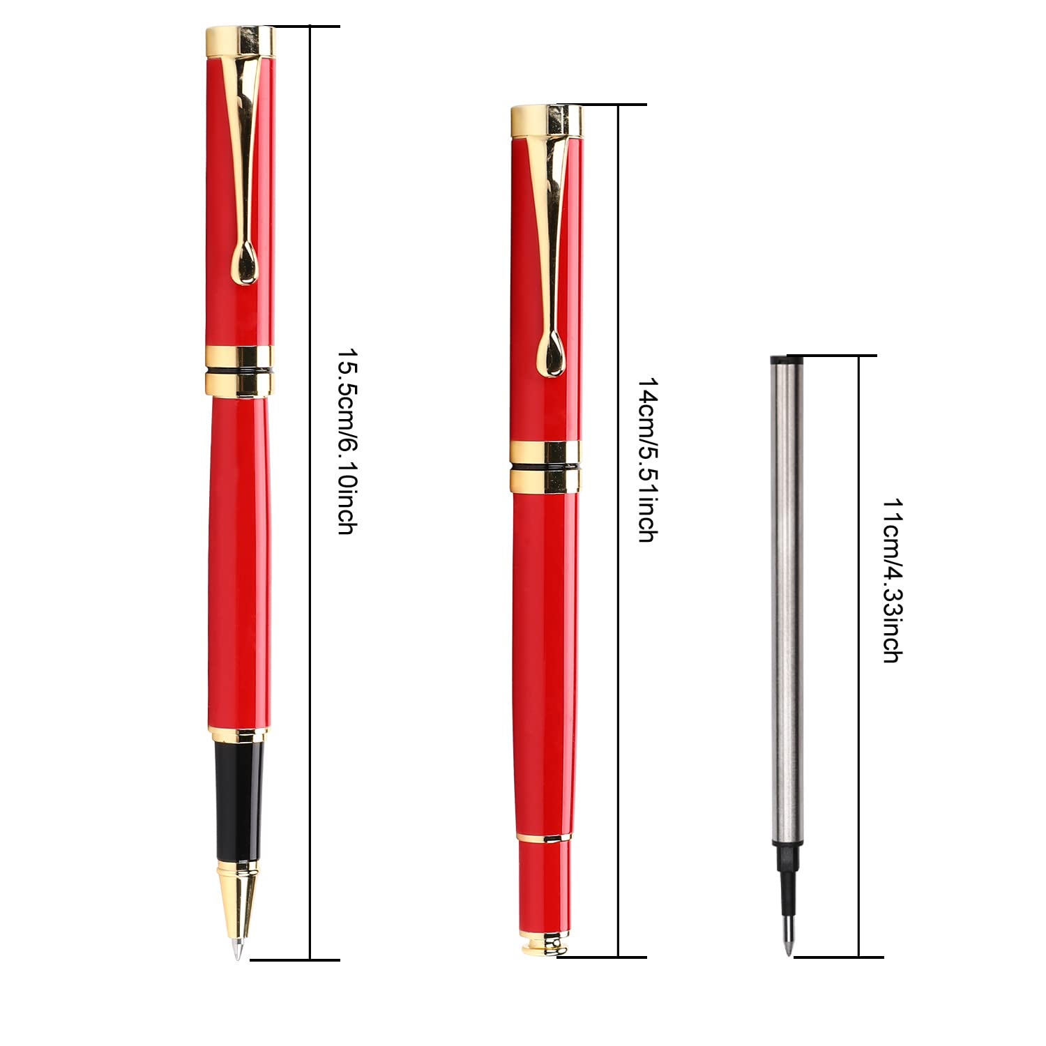 YIVONKA Luxury Ballpoint Pens Best Ball Pen Gift Set for Men & Women Professional Executive Office Nice BallPens Classy Gift Box Ballpoint Black Refill Line width 0.5mm (Red Gold)