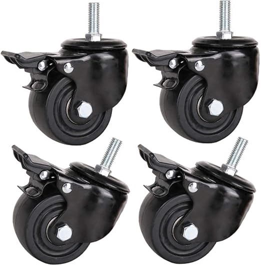 4 Lenkrollen M12 Gewinde - Gummiräder 75mm & 100mm