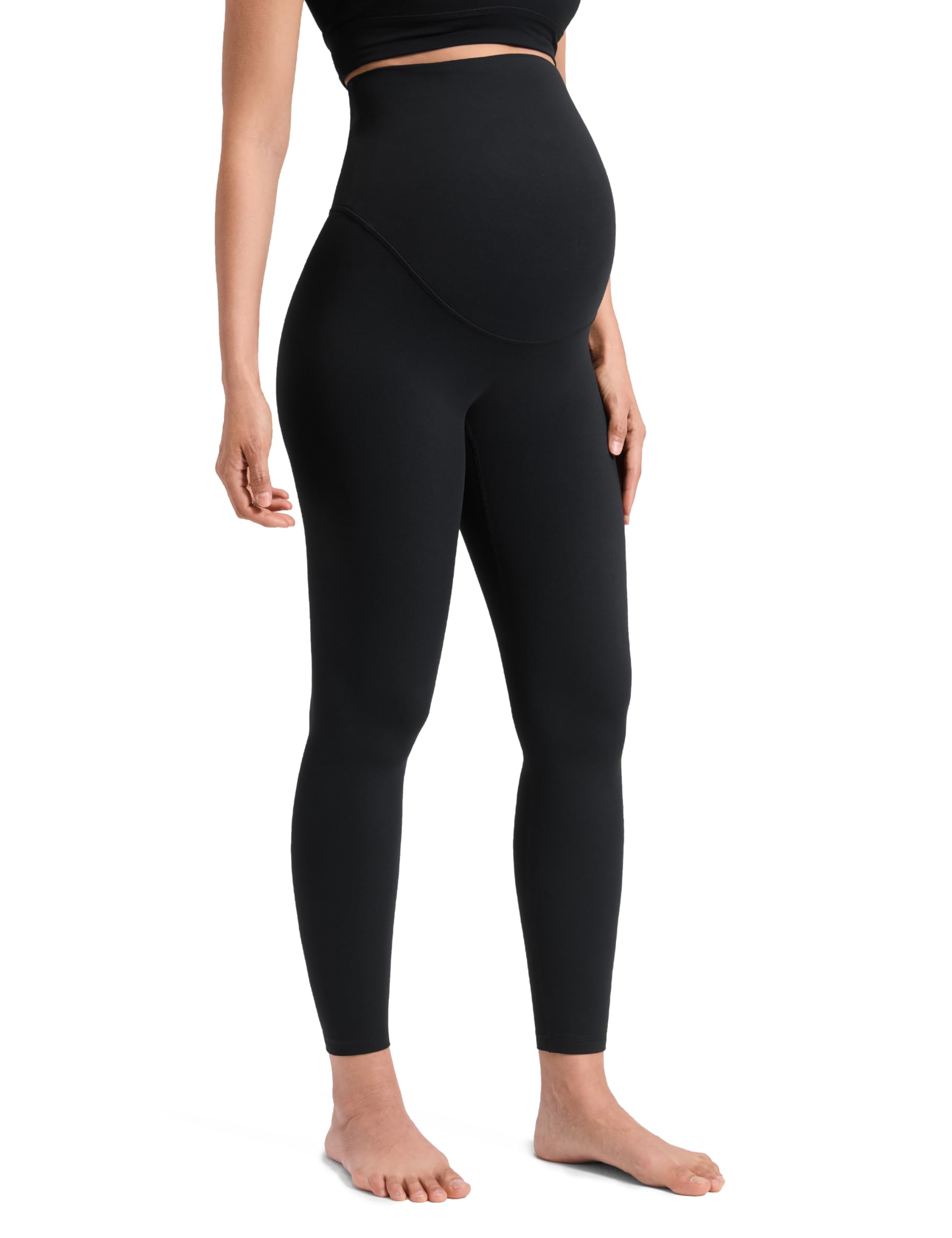 Softretch Maternity No Front Seam Leggings 25" - Workout Yoga Casual Womens Pregnancy Pants Over The Belly-image-43
