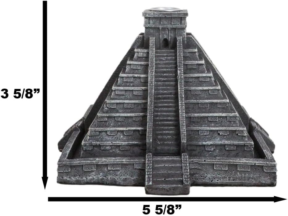 Miniatura 8 de Ebros Gift Templo de Kukulcán Mesoamericano Azteca Escalón Pirámide del Sol y Luna Decorativo de Cono de Incienso de Retorno Estatuilla de Soporte