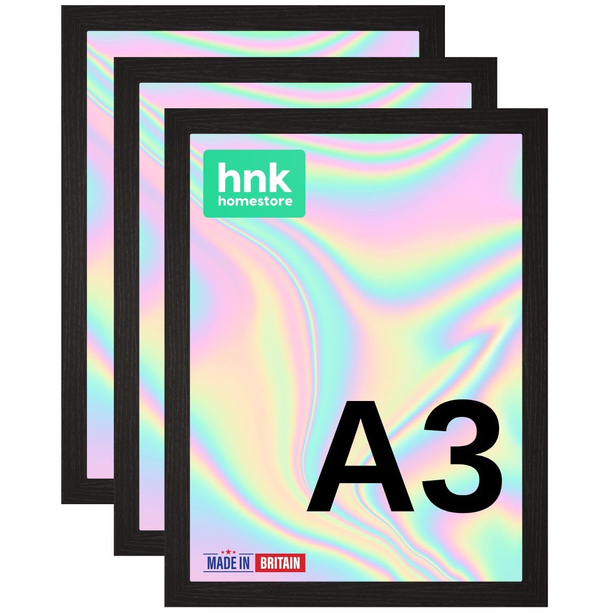 Hnk Homestore Black A3 Picture Frames Set Of 3 Photo Frame, Landscape Or Portrait Orientation, Certificate Frame, Poster Frame With Perspex Front For Wall Mount ( Picture Frame, A3)