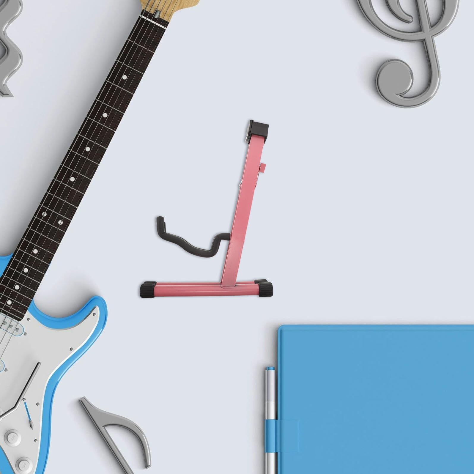 Alipis Supporto Per Chitarra Pieghevole in Metallo Treppiede Da Pavimento Per Chitarre Elettriche Acustiche e Bassi Accessorio Portatile e Stabile