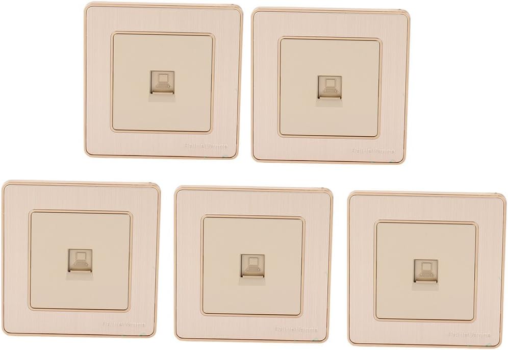 5pcs Single Port RJ45 Socket Outlet Wall Plate Green Gold Tone 86mmx86mm (421e17b0c61abc1bd3ba8f3997b26e84)