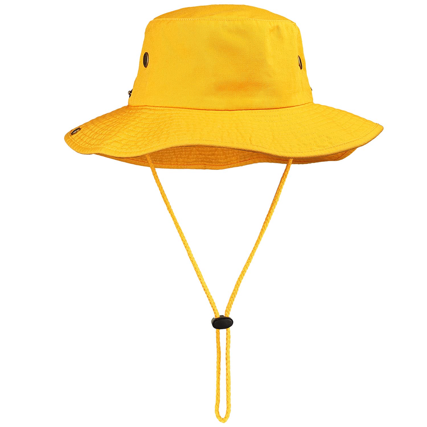 Sombrero de ala ancha para senderismo, pesca, safari, boonie, 100% algodón, protección solar UV para hombres y mujeres, actividades al aire libre, Oro, S/M