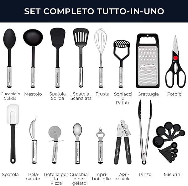 Kitchen Utensils Set - 25pieces Non-Stick Heat Resistant Cooking Utensils Set - Spoons Turners Spatula Ladle Set - Kitchen Tools Gadgets Accessories - 3