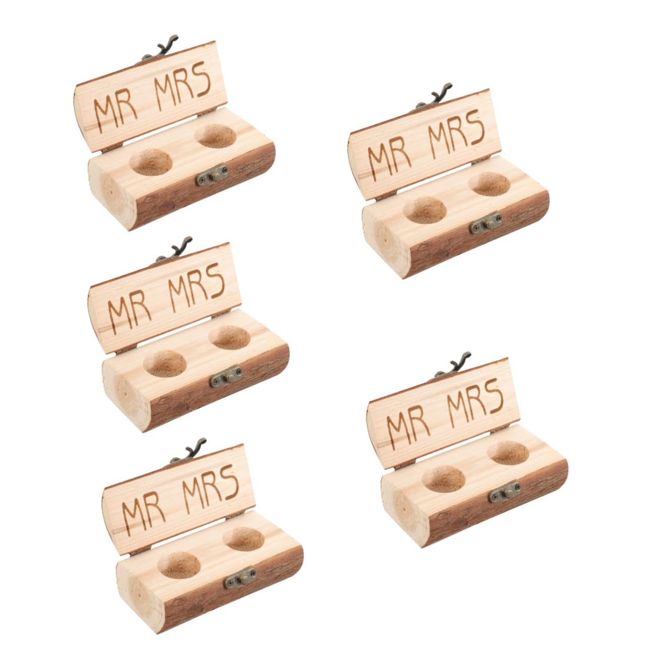 minkissy 5 Pièces Boîte de bague de mariage en bois couples boîtes à alliances pour cérémonie boite bague porte-bagues cas de bague de fiançailles cas de stockage de bijoux lin