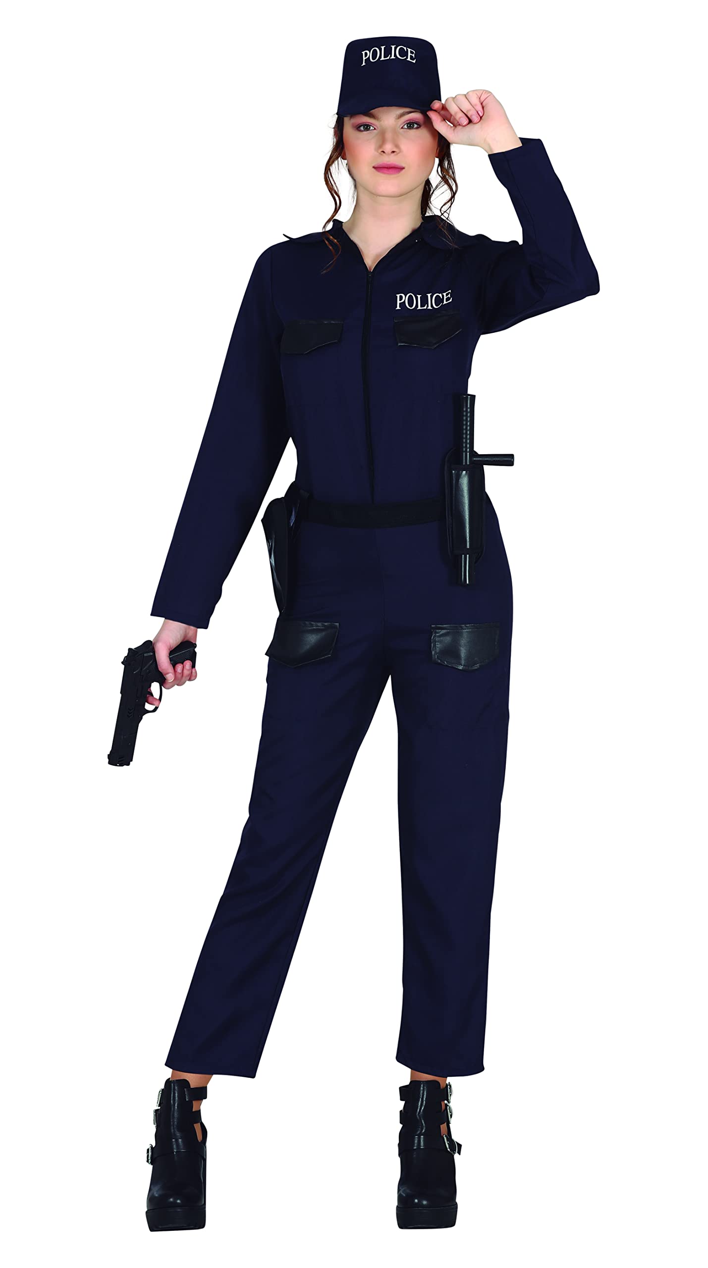 FIESTAS GUIRCA Police Girl Fancy Dress Costume - Blue Uniform and Police Hat for Teenagers 14-16 Years