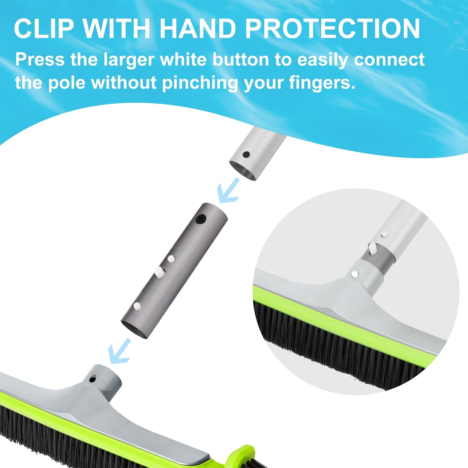 Sepetrel Upgraded Pool Brush Head for Cleaning Pool Walls,Heavy Duty Inground/Above Ground Aluminum Swimming Pool Scrub Brushes with Curved Ends & Premium Strong Bristle