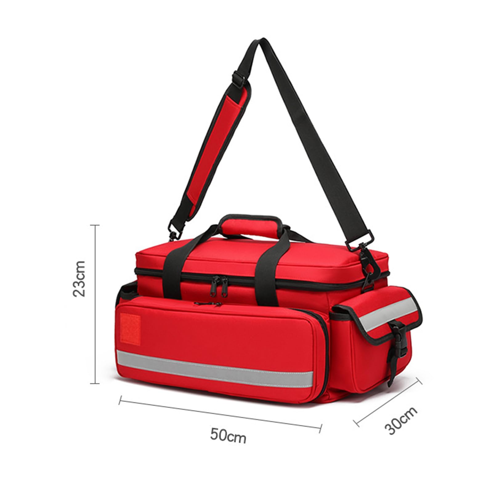 Puste apteczki pierwszej pomocy， Pusta torba na ramię First Responder Trauma EMS 50x30x23cm wielokolorowa(Red)