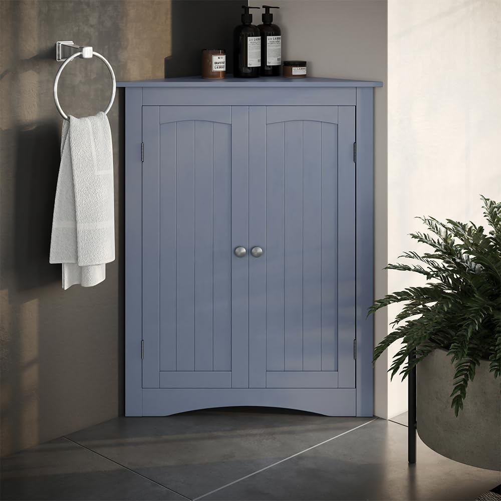 Vicco Armario Mediano Bianco, Gris, 56 x 80 cm | con 2 puertas, para el almacenamiento de artículos de baño y uso flexible