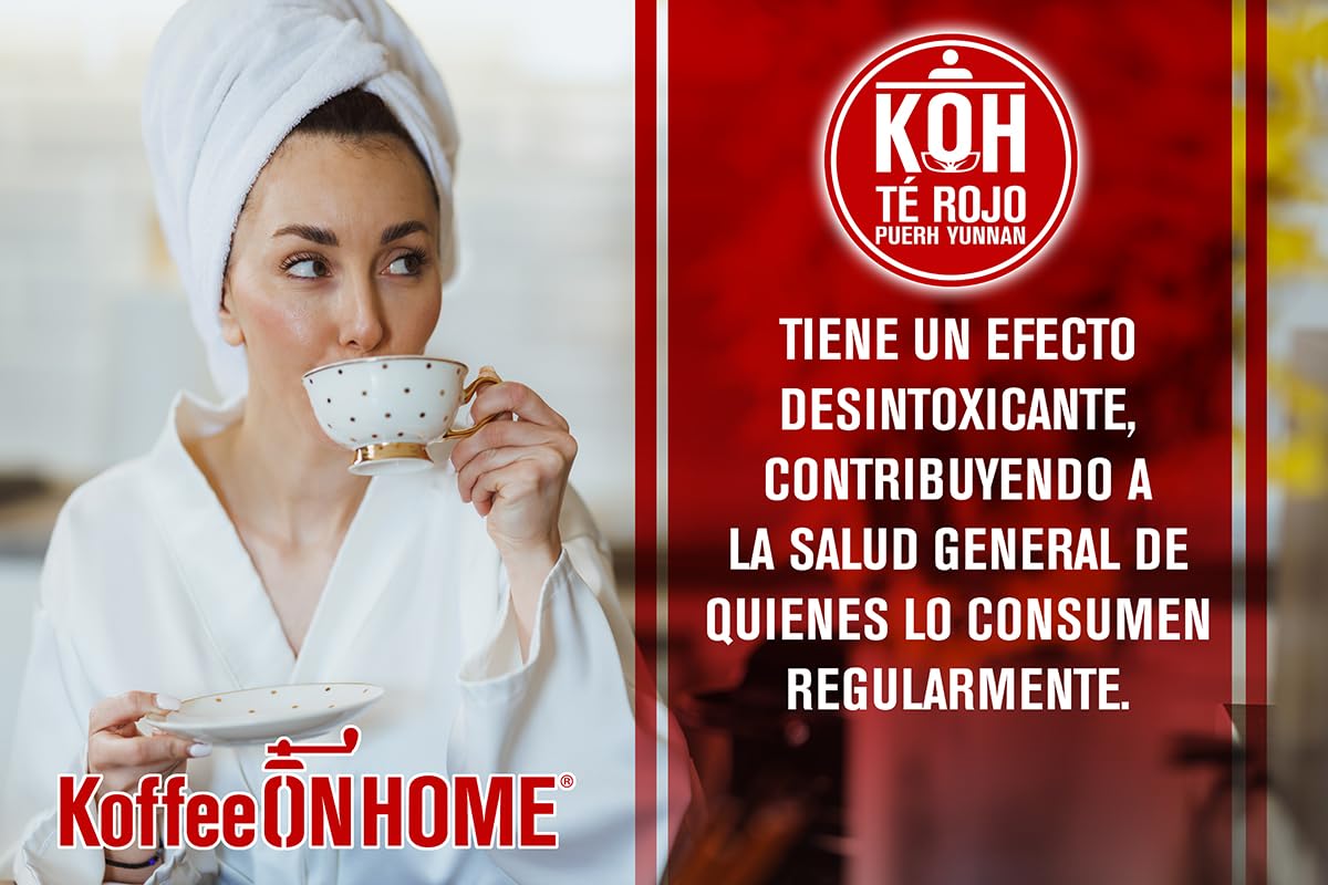 KoffeeONHOME Té Rojo Pu-erh de China en Granel 100% Natural - 400g - Infusión Detox y Digestiva