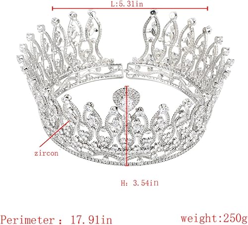 Miniatura 3 de QXMYOO Tiara de boda grande de circonita cúbica, corona de concurso de princesa real para novia, quinceañera, fiesta de graduación, accesorios para