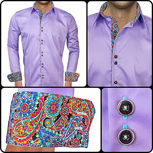 Purple Designer Dress Shirts | Multi Colored Accent Dress Shirts | Bright Purple Designer Shirts | Modern Purple Mens Shirts2