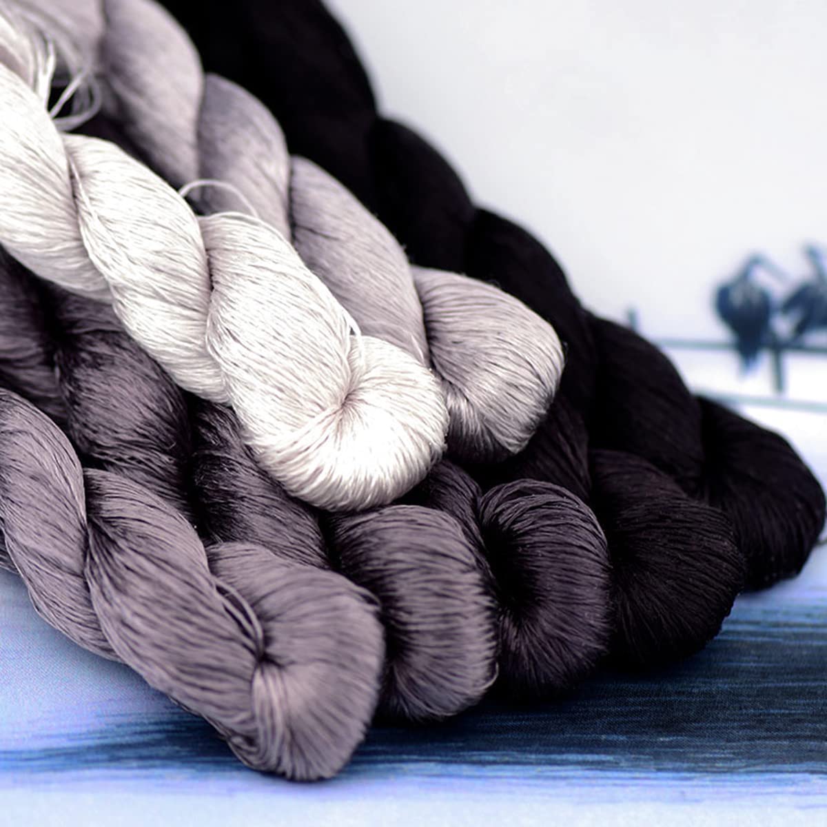 MINGGUXIUYI Natural 100% Silk Thread Handmade Embroidery Thread Floss 770 Metres 7 Colors (14) - Image 3