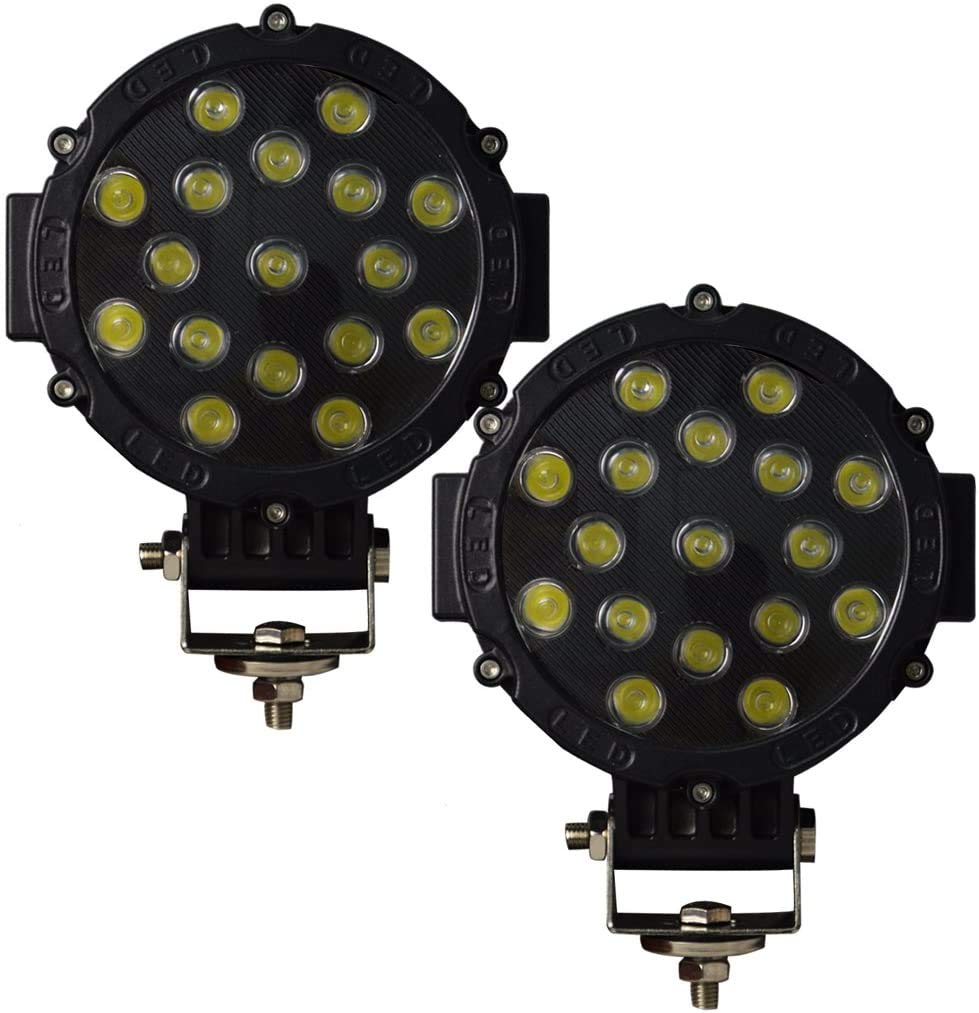 Willpower 2 fari da lavoro a LED per auto, 12 V, 18 cm, 51 W, 51 W, impermeabili IP67, spot off-road, fendinebbia, faro da lavoro a LED, per trattori 4 x 4 ATV SUV camion barca nero