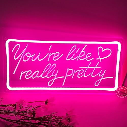 Miniatura 6 de SYLHOME Letrero de luz LED de neón con texto en inglés Pink You're Like Really Pretty USB Gorgeous Girls Bedroom Kids Room Wall Decor Wedding