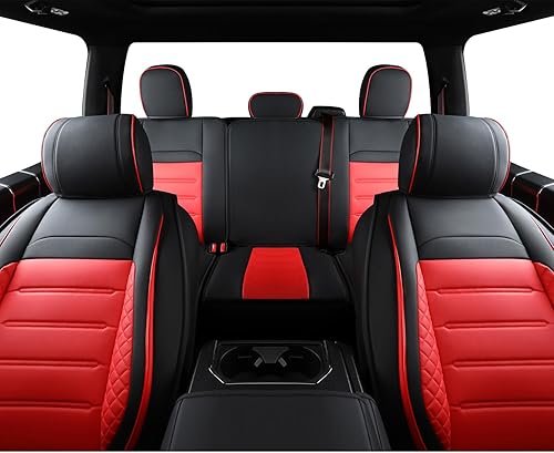 Miniatura 5 de LUCKYMAN CLUB Fundas de asiento de piel sintética F150, aptas para 2015-2024 F150 SuperCrew y 2017-2024 F250 F350 F450 Super Duty Crew Cab (juego