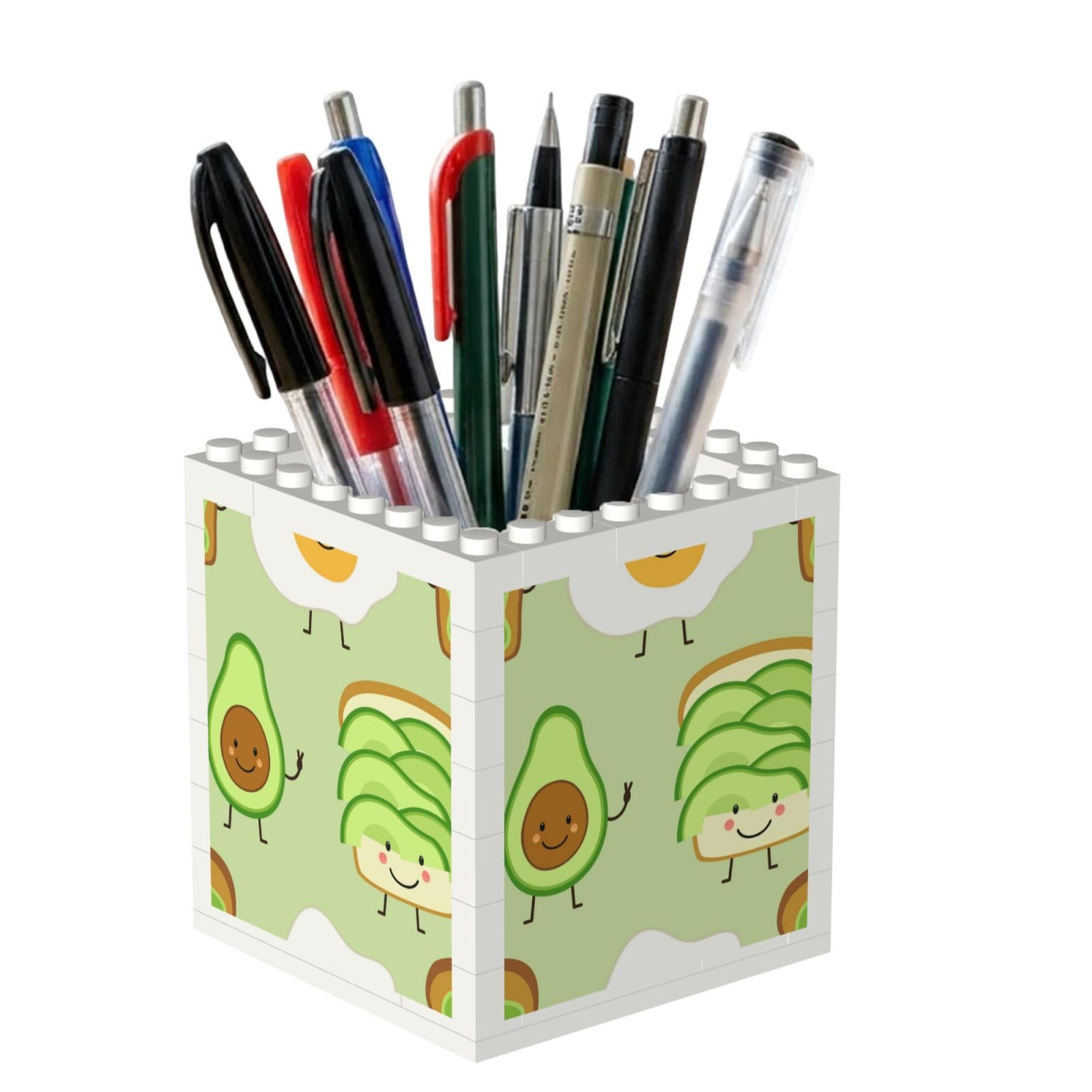 Poadnly Cute Avocado And Toast And Fied Egg, Pen Pot Pencil Holder for Office Home School, Compact Desk Organiser for Office Stationery