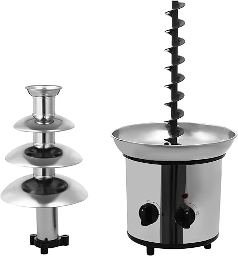 Miniatura 9 de Máquina eléctrica de fuente de fondue de chocolate de 4 niveles, acero inoxidable de 60 onzas4 libras, máquina de fuente de fusión de chocolate de