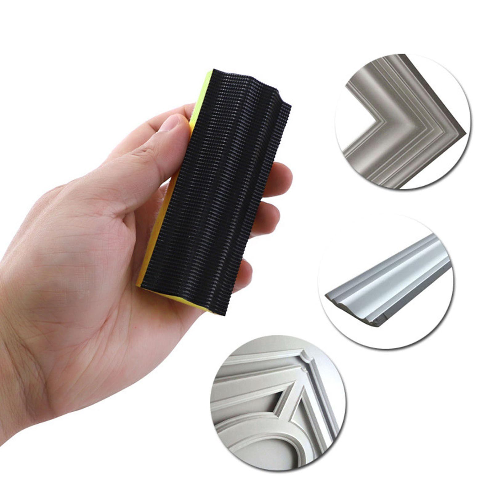 Set di 16 blocchi per levigatura a mano, tamponi abrasivi sagomati assortiti, autoadesivi, per lucidare superfici curve, per la lavorazione del legno, per la smerigliatura delle